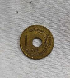 P1--1949 DELİKLİ 1 KURUŞ- TEMİZ