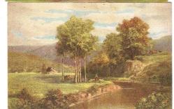 6-MANZARA ÇİZİM KARTPOSTAL- DAĞ EVİ VE ÇOBAN