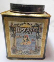 ÇY1----ESKİ LİPTON TENEKE ÇAY KUTUSU-100.YIL ANISINA