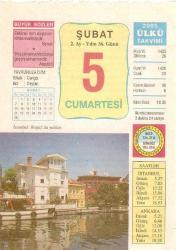 5 ŞUBAT 2005 ÜLKÜ TAKVİM YAPRAĞI
