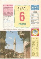6 ŞUBAT 2005 ÜLKÜ TAKVİM YAPRAĞI