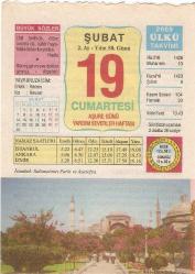 19 ŞUBAT 2005 ÜLKÜ TAKVİM YAPRAĞI