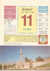11 ŞUBAT 2005 ÜLKÜ TAKVİM YAPRAĞI