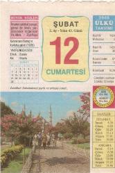 12 ŞUBAT 2005 ÜLKÜ TAKVİM YAPRAĞI