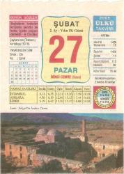 27 ŞUBAT 2005 ÜLKÜ TAKVİM YAPRAĞI