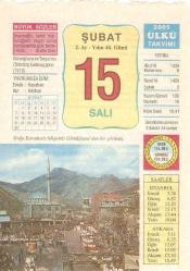15 ŞUBAT 2005 ÜLKÜ TAKVİM YAPRAĞI