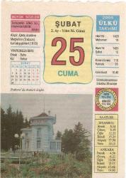 25 ŞUBAT 2005 ÜLKÜ TAKVİM YAPRAĞI