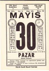 30 MAYIS 1971 SAATLİ MAARİF TAKVİMİ