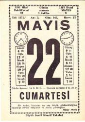 22 MAYIS 1971 SAATLİ MAARİF TAKVİMİ