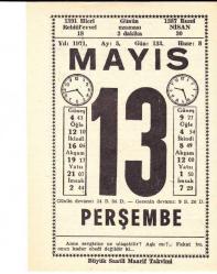 13 MAYIS 1971 SAATLİ MAARİF TAKVİMİ