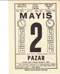 2 MAYIS 1971 SAATLİ MAARİF TAKVİMİ