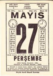 27 MAYIS 1971 SAATLİ MAARİF TAKVİMİ