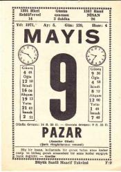 9 MAYIS 1971 SAATLİ MAARİF TAKVİMİ