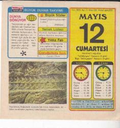12 MAYIS 1973 MİLLİYET TAKVİM YAPRAĞI