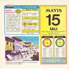 15 MAYIS 1973 MİLLİYET TAKVİM YAPRAĞI