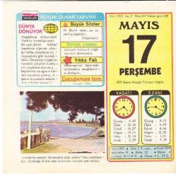 17 MAYIS 1973 MİLLİYET TAKVİM YAPRAĞI