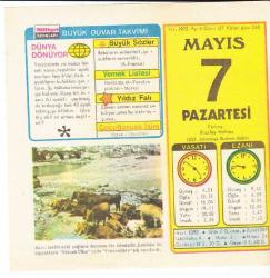 7 MAYIS 1973 MİLLİYET TAKVİM YAPRAĞI