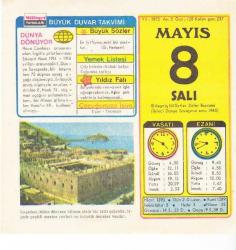 8 MAYIS 1973 MİLLİYET TAKVİM YAPRAĞI