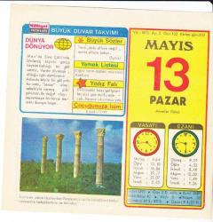13 MAYIS 1973 MİLLİYET TAKVİM YAPRAĞI