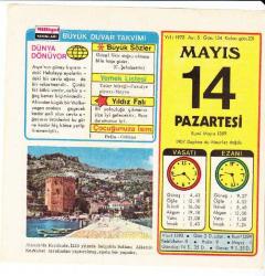 14 MAYIS 1973 MİLLİYET TAKVİM YAPRAĞI