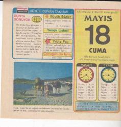 18 MAYIS 1973 MİLLİYET TAKVİM YAPRAĞI