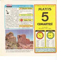 5 MAYIS 1973 MİLLİYET TAKVİM YAPRAĞI
