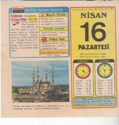 16 NİSAN 1973 MİLLİYET DUVAR TAKVİMİ