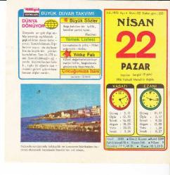 22 NİSAN 1973 MİLLİYET DUVAR TAKVİMİ