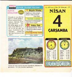 4 NİSAN 1973 MİLLİYET DUVAR TAKVİMİ