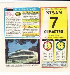 7 NİSAN 1973 MİLLİYET DUVAR TAKVİMİ