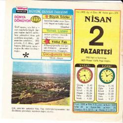 2 NİSAN 1973 MİLLİYET DUVAR TAKVİMİ
