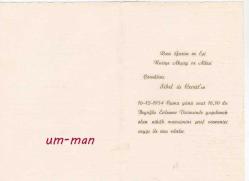 10-12-1954 DÜĞÜN DAVETİYESİ