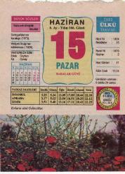 Efemera - 15 HAZİRAN 2003 TAKVİM YAPRAĞI - kitantik - kitaLog