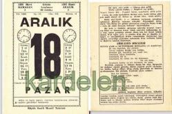 18 ARALIK 1966 SAATLİ MAARİF TAKVİMİ YAPRAĞI