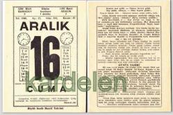 16 ARALIK 1966 SAATLİ MAARİF TAKVİMİ YAPRAĞI