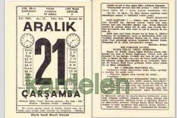 21 ARALIK 1966 SAATLİ MAARİF TAKVİMİ YAPRAĞI
