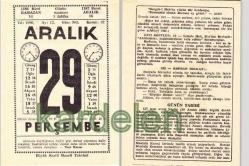 29 ARALIK 1966 SAATLİ MAARİF TAKVİMİ YAPRAĞI