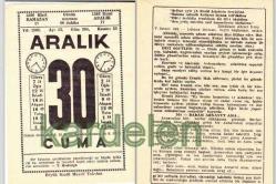 30 ARALIK 1966 SAATLİ MAARİF TAKVİMİ YAPRAĞI