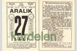 27 ARALIK 1966 SAATLİ MAARİF TAKVİMİ YAPRAĞI
