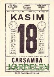 18 KASIM 1970 SAATLİ MAARİF TAKVİMİ YAPRAĞI