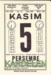 5 KASIM 1970 SAATLİ MAARİF TAKVİMİ YAPRAĞI