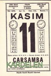11 KASIM 1970 SAATLİ MAARİF TAKVİMİ YAPRAĞI