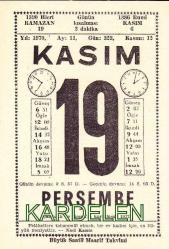 19 KASIM 1970 SAATLİ MAARİF TAKVİMİ YAPRAĞI