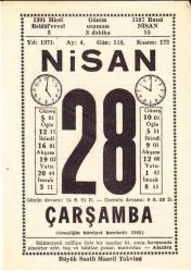 28 NİSAN 1971 SAATLİ MAARİF TAKVİMİ YAPRAĞI