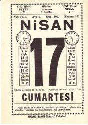 17 NİSAN 1971 SAATLİ MAARİF TAKVİMİ YAPRAĞI