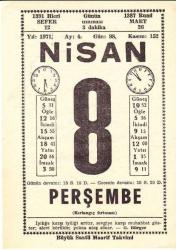 8 NİSAN 1971 SAATLİ MAARİF TAKVİMİ YAPRAĞI