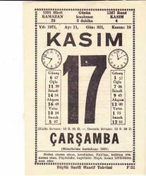 17 KASIM 1971 SAATLİ MAARİF TAKVİMİ YAPRAĞI