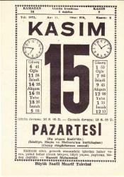 15 KASIM 1971 SAATLİ MAARİF TAKVİMİ YAPRAĞI