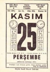 Efemera - 25 KASIM 1971 SAATLİ MAARİF TAKVİMİ YAPRAĞI - kitantik - kitaLog
