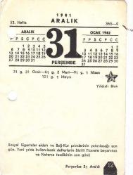 Efemera - 1981 EKİM AYI TAKVİM YAPRAĞI - kitantik - kitaLog